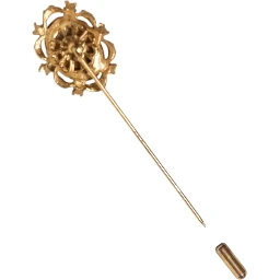 Gold Tone Green Stone Antique Men Accessory Brooch Pin