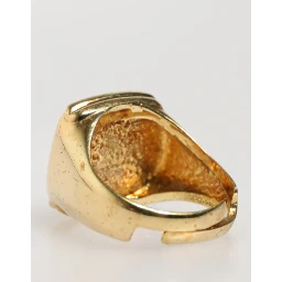 Gold-Tone Real Brass Black Enamel "J" Adjustable Rings