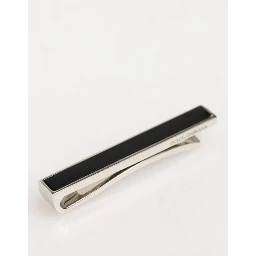Silver Tone Brass Logo Branded Men Accessory Tie Clip Bar