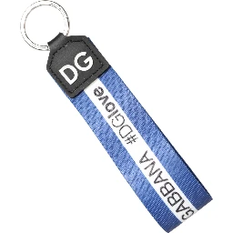 White Blue Logo Polyester PVC Holder Keychain Keyring