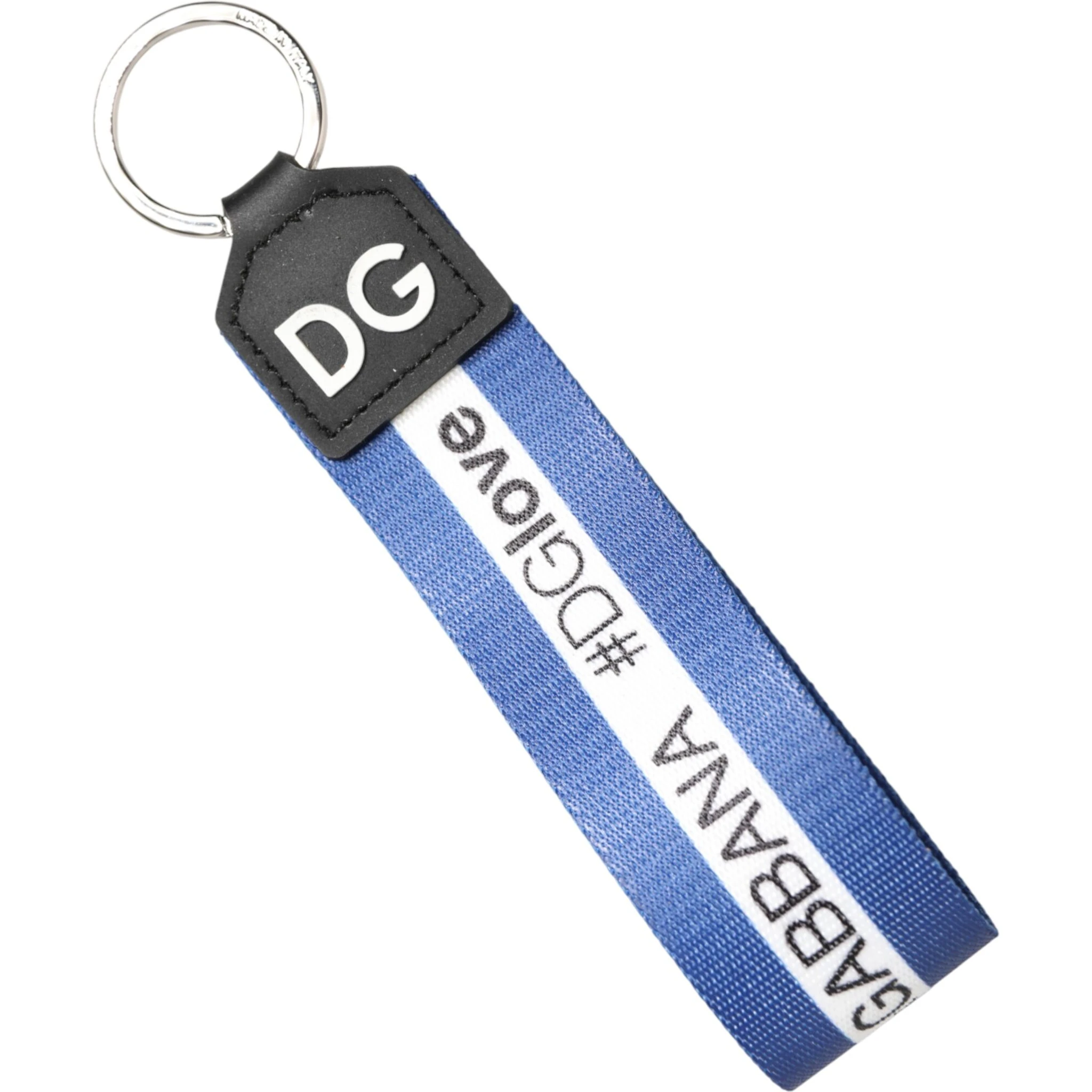 White Blue Logo Polyester PVC Holder Keychain Keyring