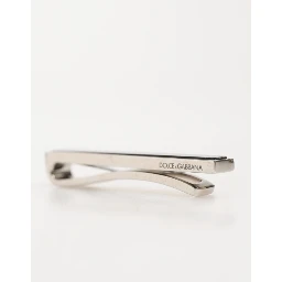 Silver Tone Brass Logo Branded Men Accessory Tie Clip Bar