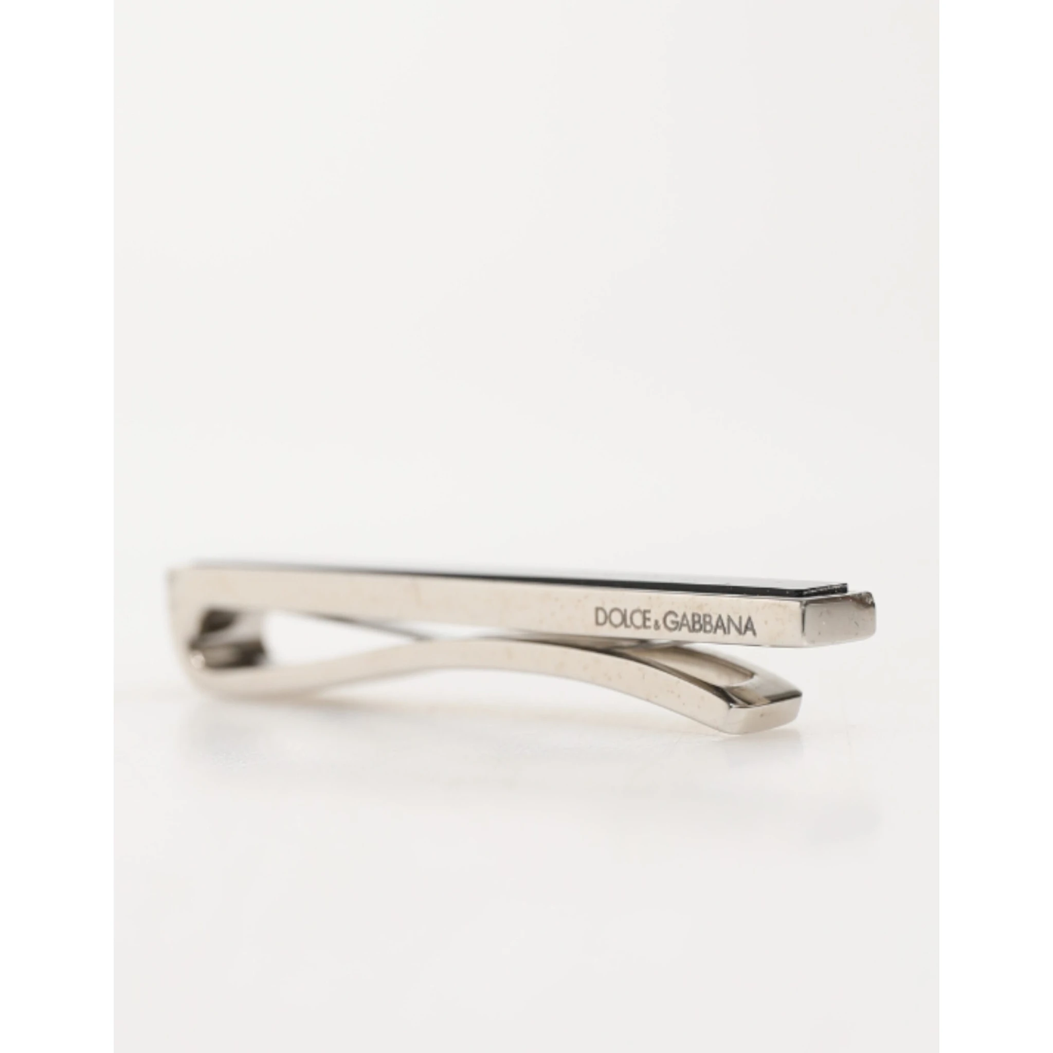Silver Tone Brass Logo Branded Men Accessory Tie Clip Bar