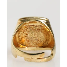 Gold-Tone Real Brass Black Enamel "J" Adjustable Rings