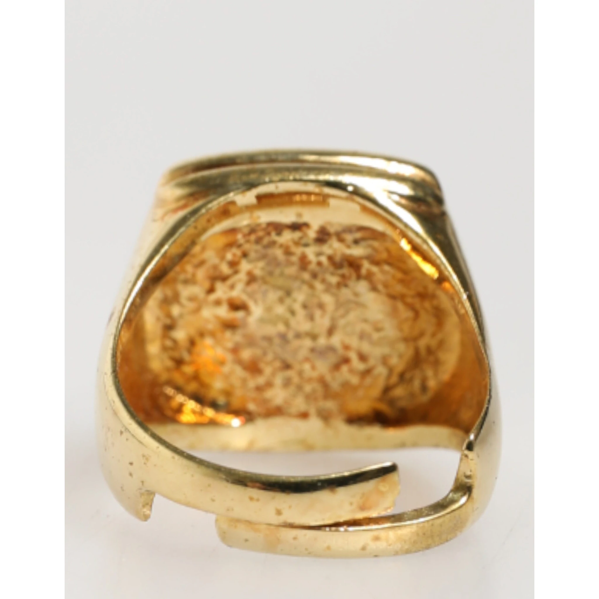 Gold-Tone Real Brass Black Enamel "J" Adjustable Rings