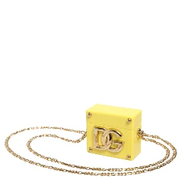 Yellow DG Logo Plaque Cover Gold Chain Airpods Case
