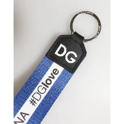White Blue Logo Polyester PVC Holder Keychain Keyring