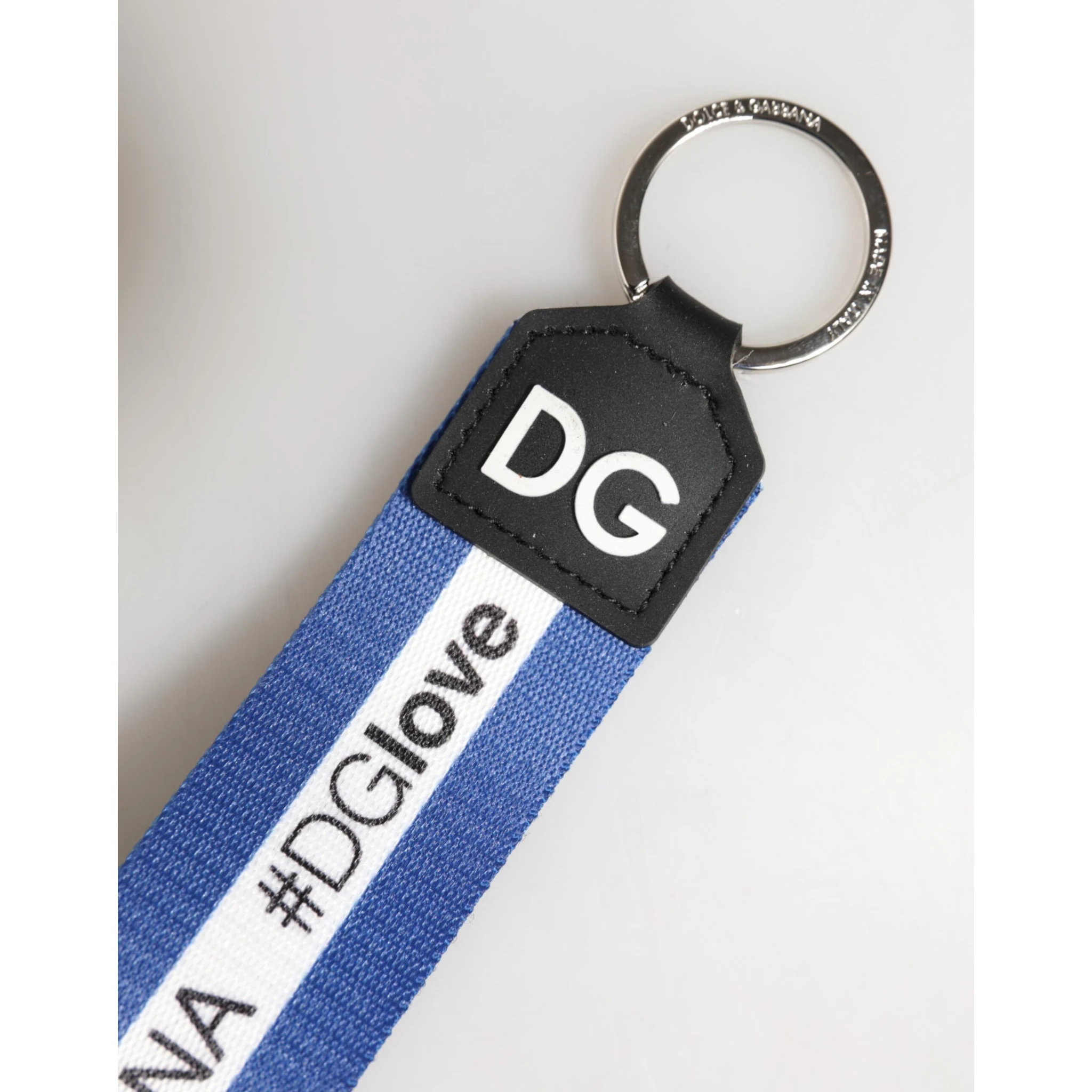 White Blue Logo Polyester PVC Holder Keychain Keyring