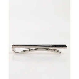 Silver Tone Brass Logo Branded Men Accessory Tie Clip Bar