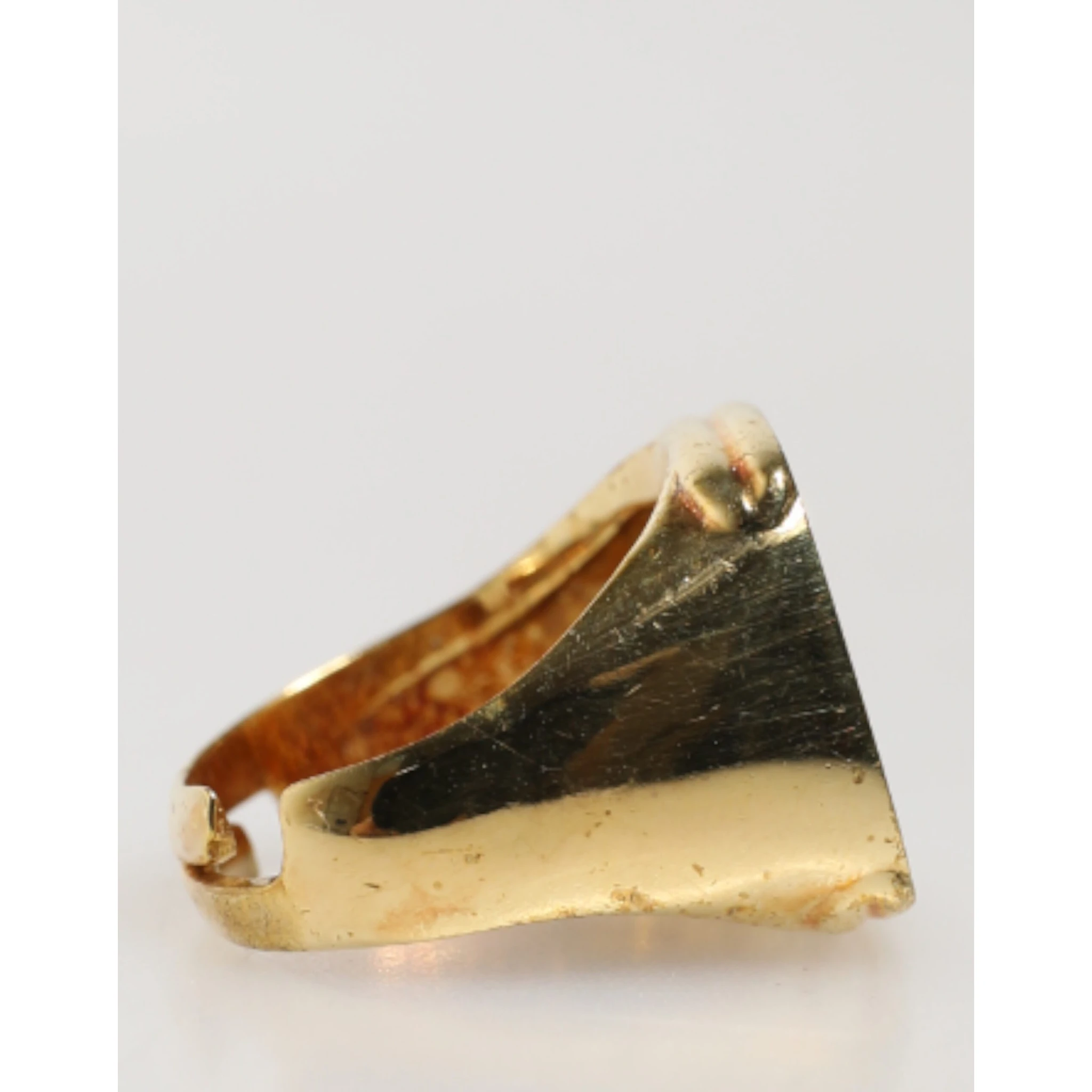 Gold-Tone Real Brass Black Enamel "J" Adjustable Rings