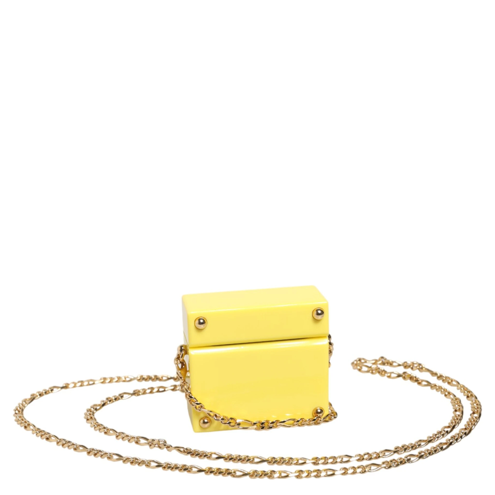 Yellow DG Logo Plaque Cover Gold Chain Airpods Case