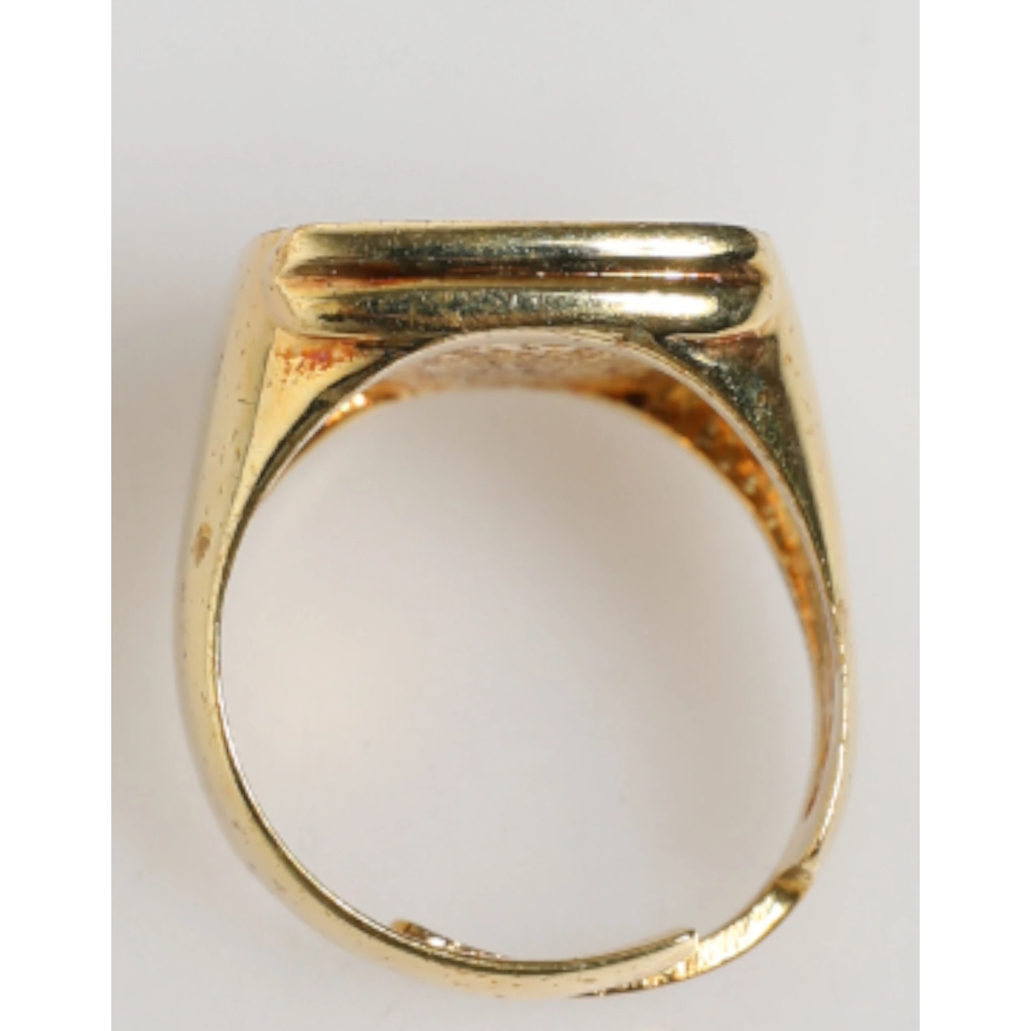 Gold-Tone Real Brass Black Enamel "J" Adjustable Rings