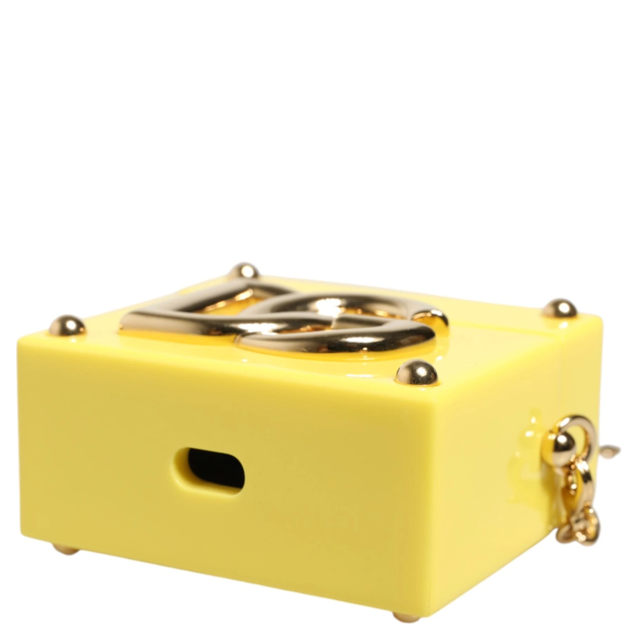 Yellow DG Logo Plaque Cover Gold Chain Airpods Case