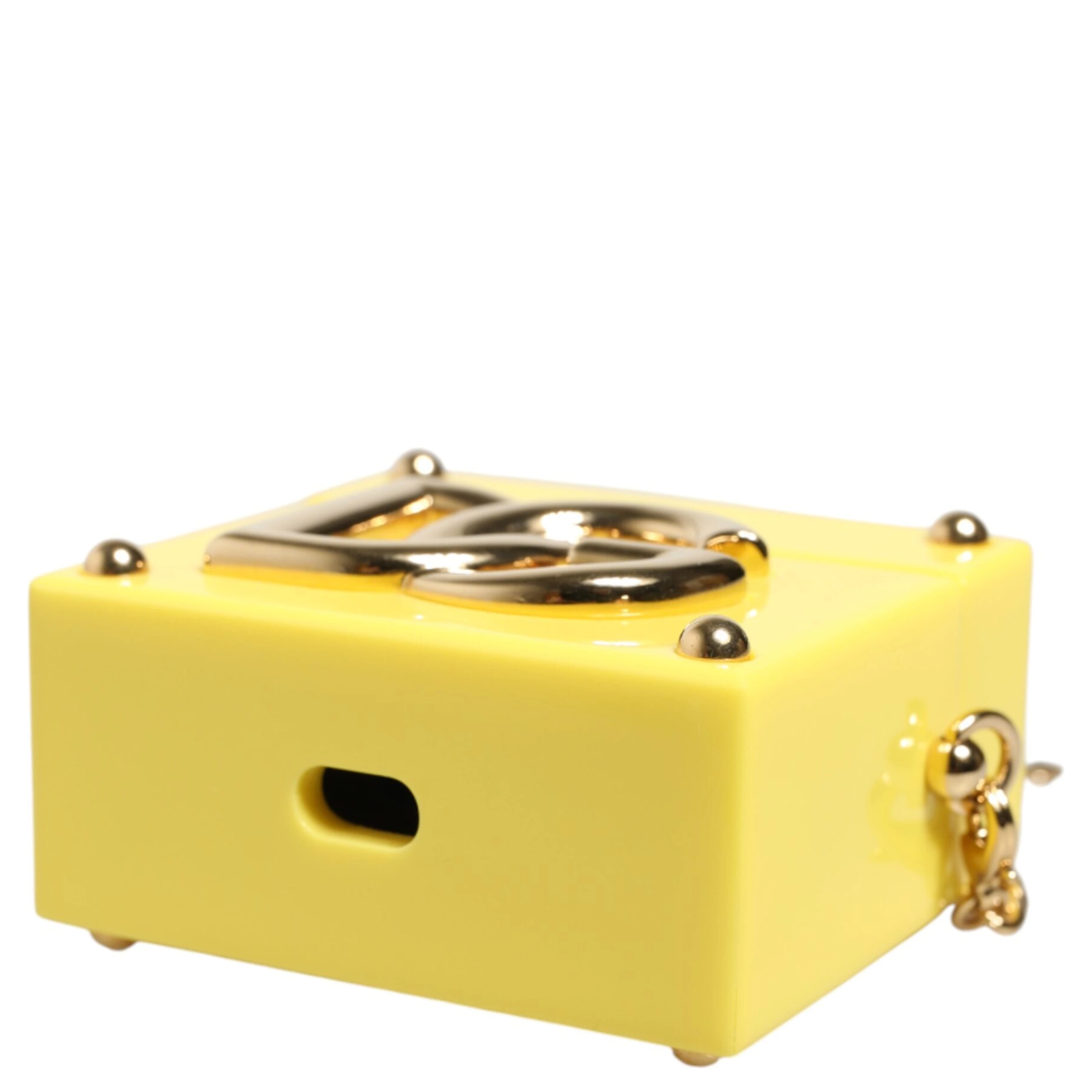 Yellow DG Logo Plaque Cover Gold Chain Airpods Case