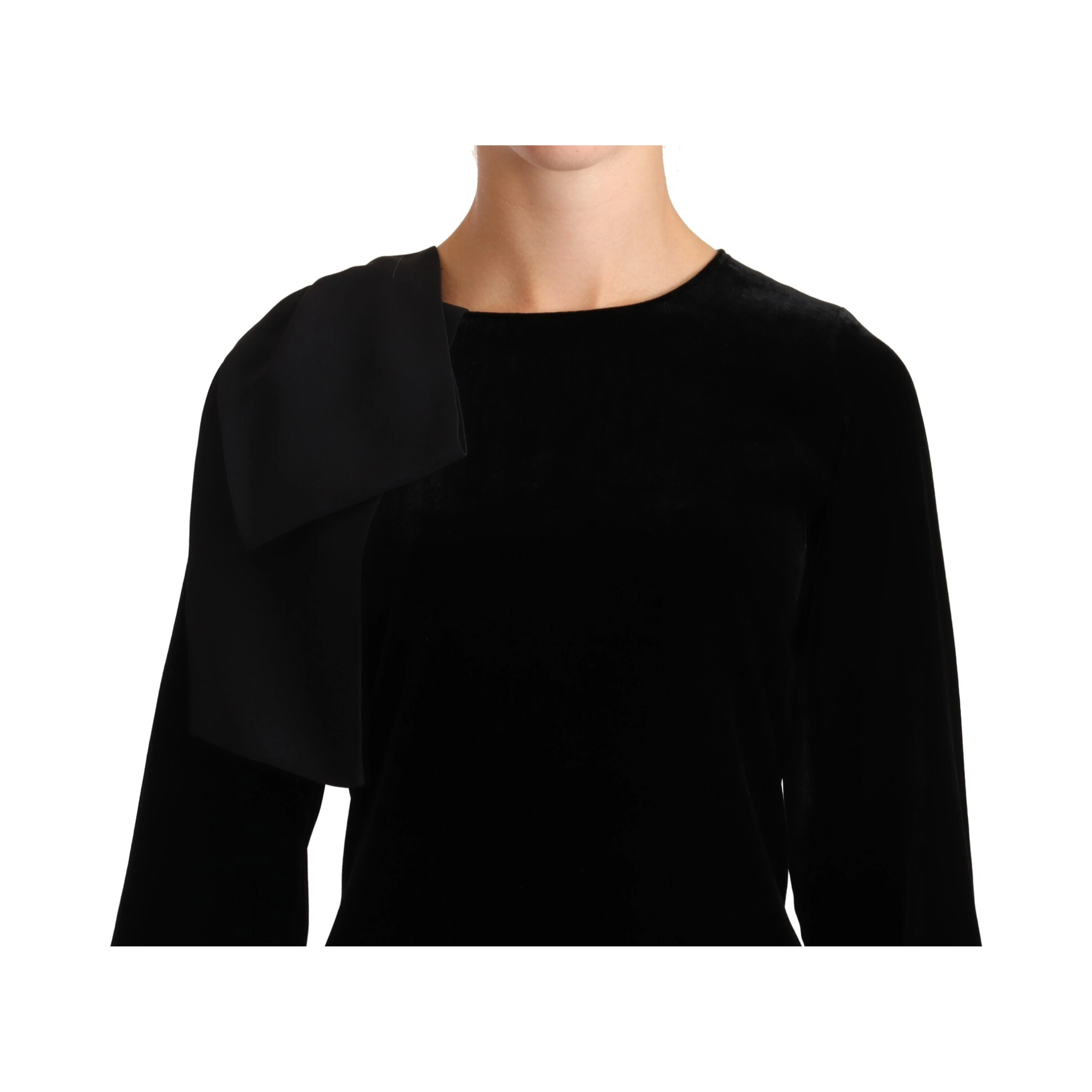 Sheath A-line Black Viscose Long Sleeves Round Neck Mini Dress