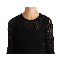 Bodycon Sheath Black Viscose Long Sleeves Mini Dress