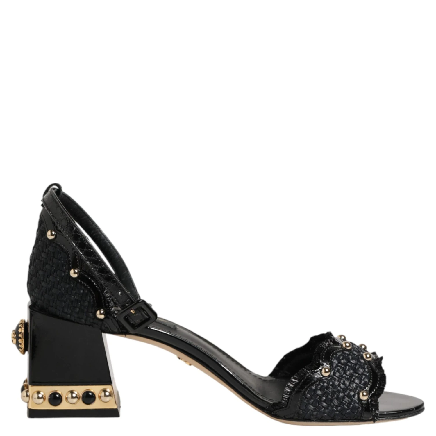 Black Studded Ankle Strap Sandals Shoes