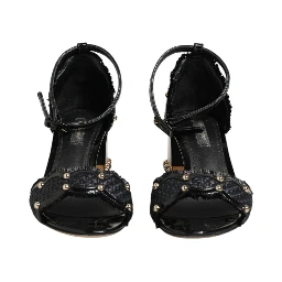 Black Studded Ankle Strap Sandals Shoes