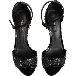 Black Studded Ankle Strap Sandals Shoes