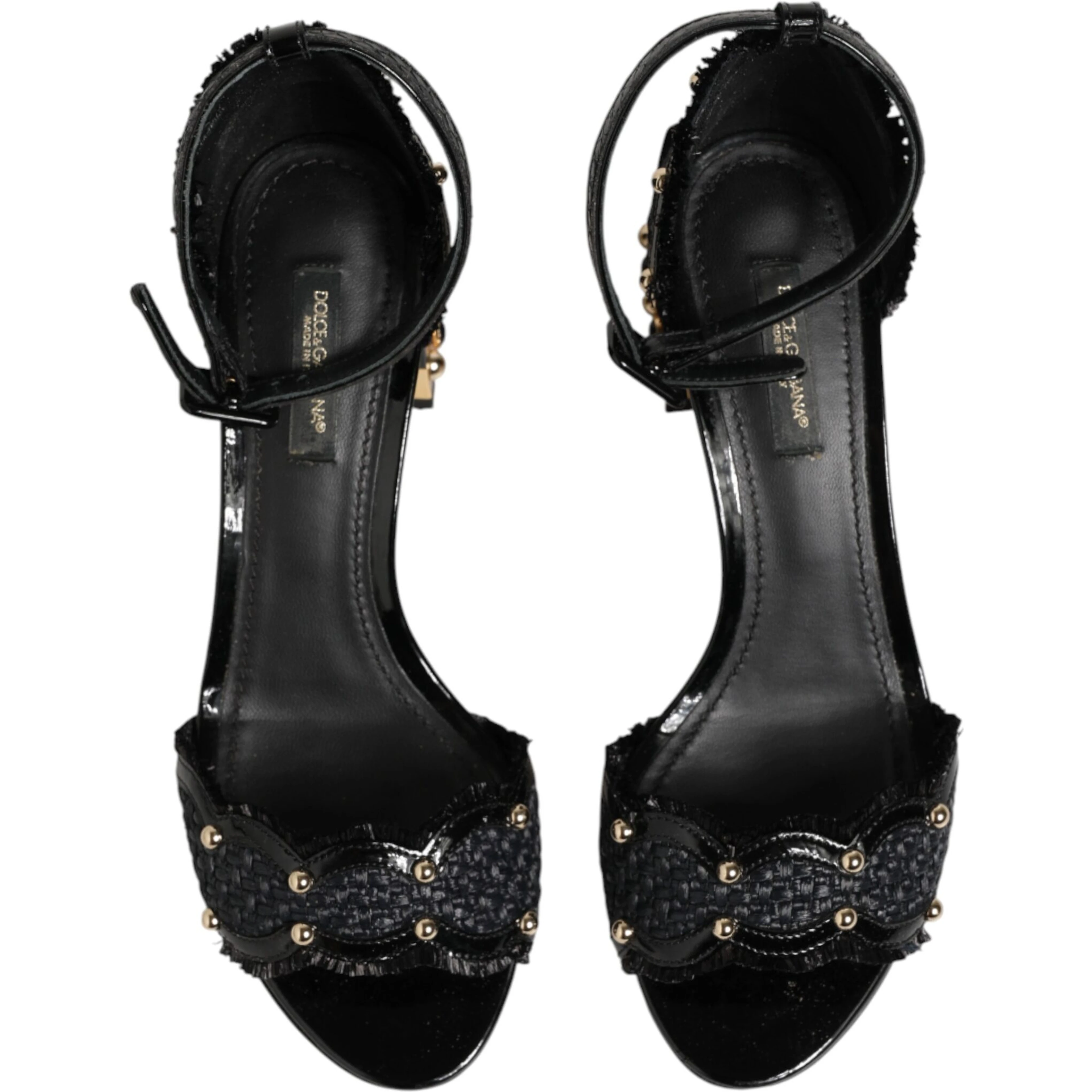 Black Studded Ankle Strap Sandals Shoes