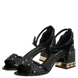 Black Studded Ankle Strap Sandals Shoes