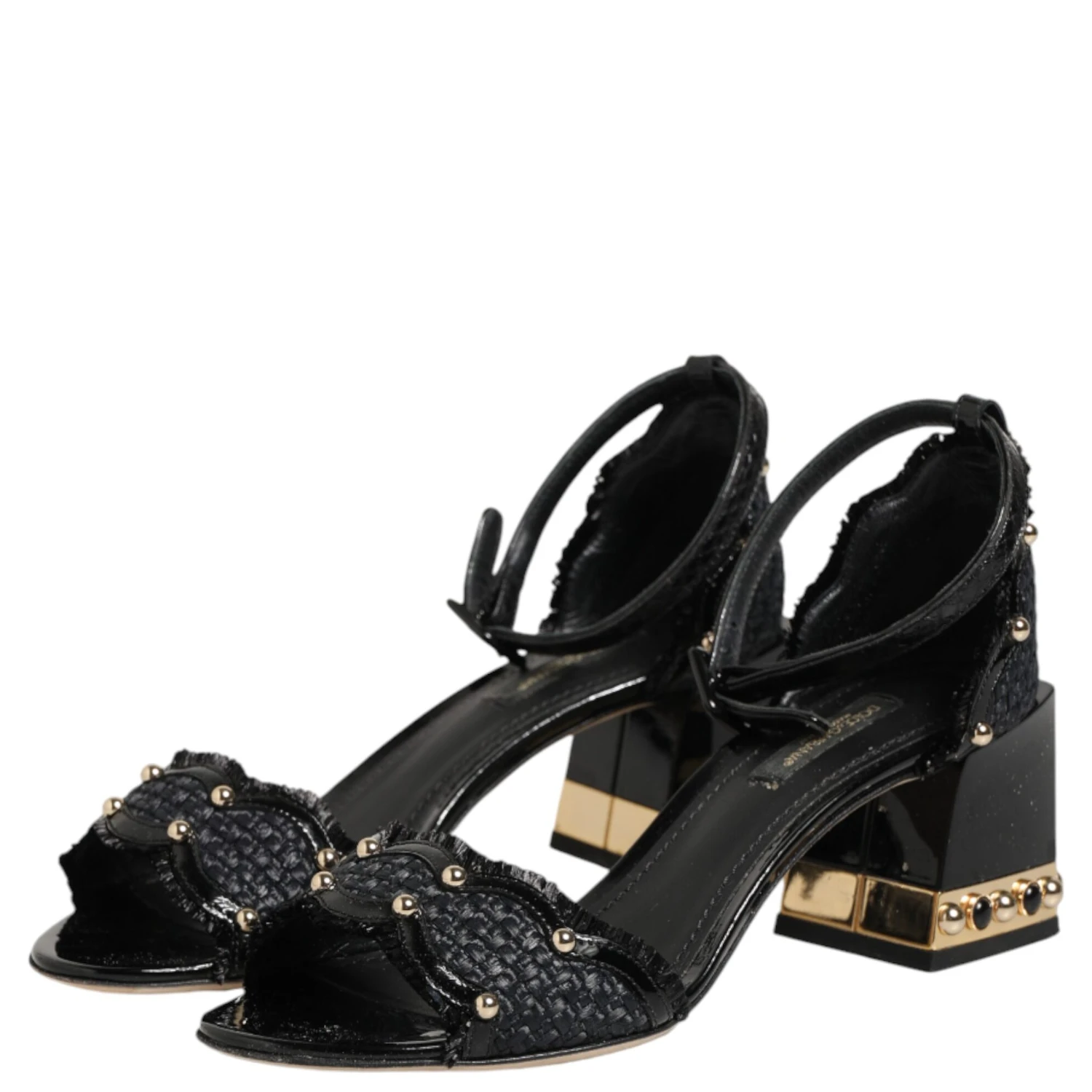 Black Studded Ankle Strap Sandals Shoes