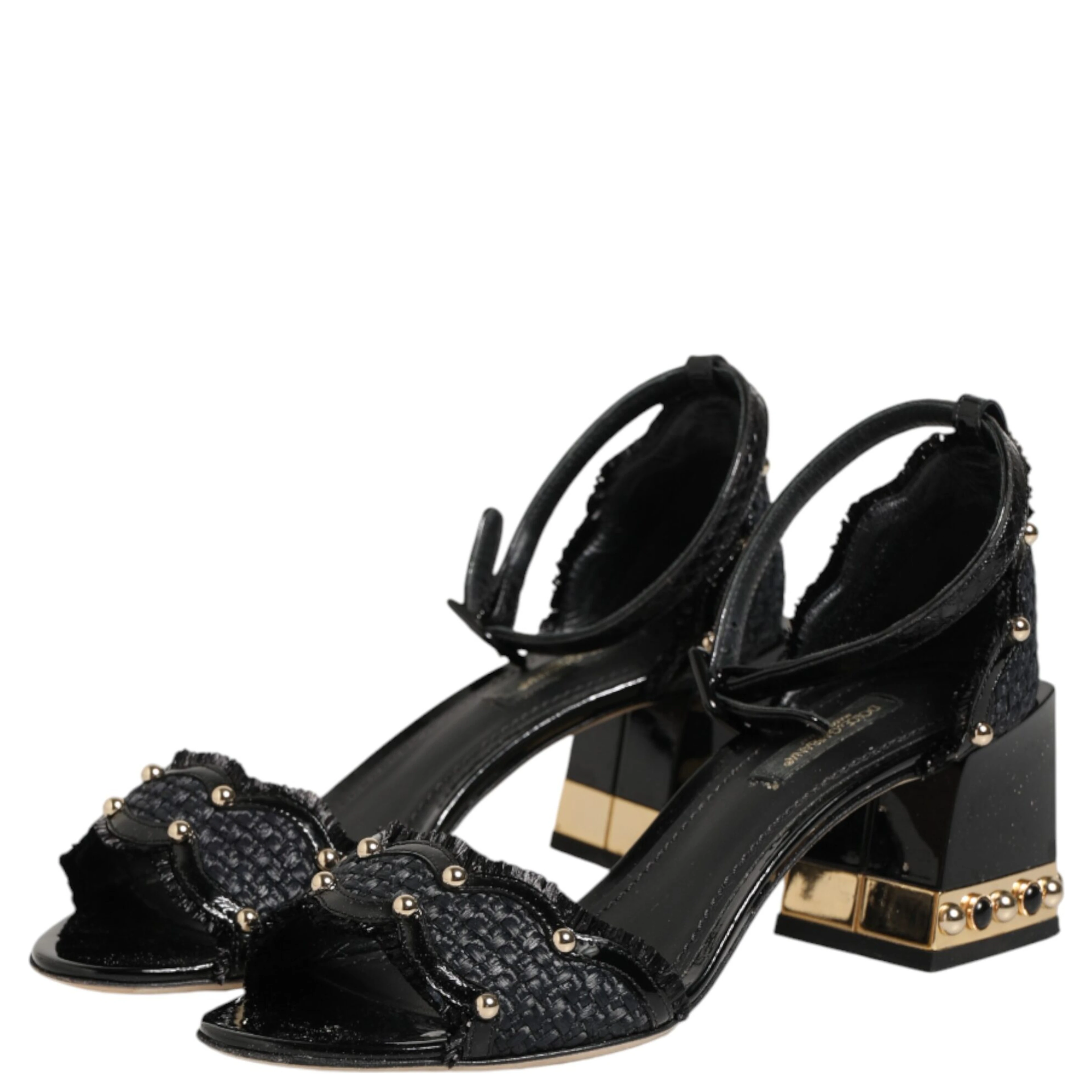 Black Studded Ankle Strap Sandals Shoes