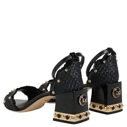 Black Studded Ankle Strap Sandals Shoes