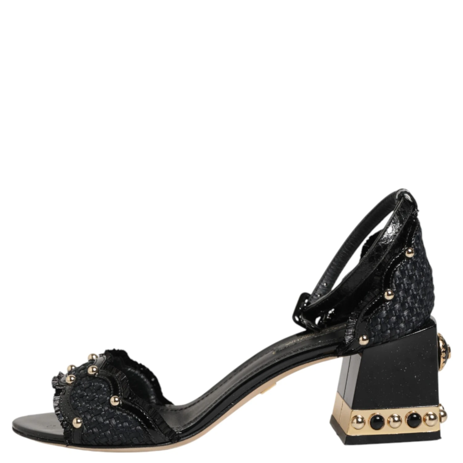 Black Studded Ankle Strap Sandals Shoes