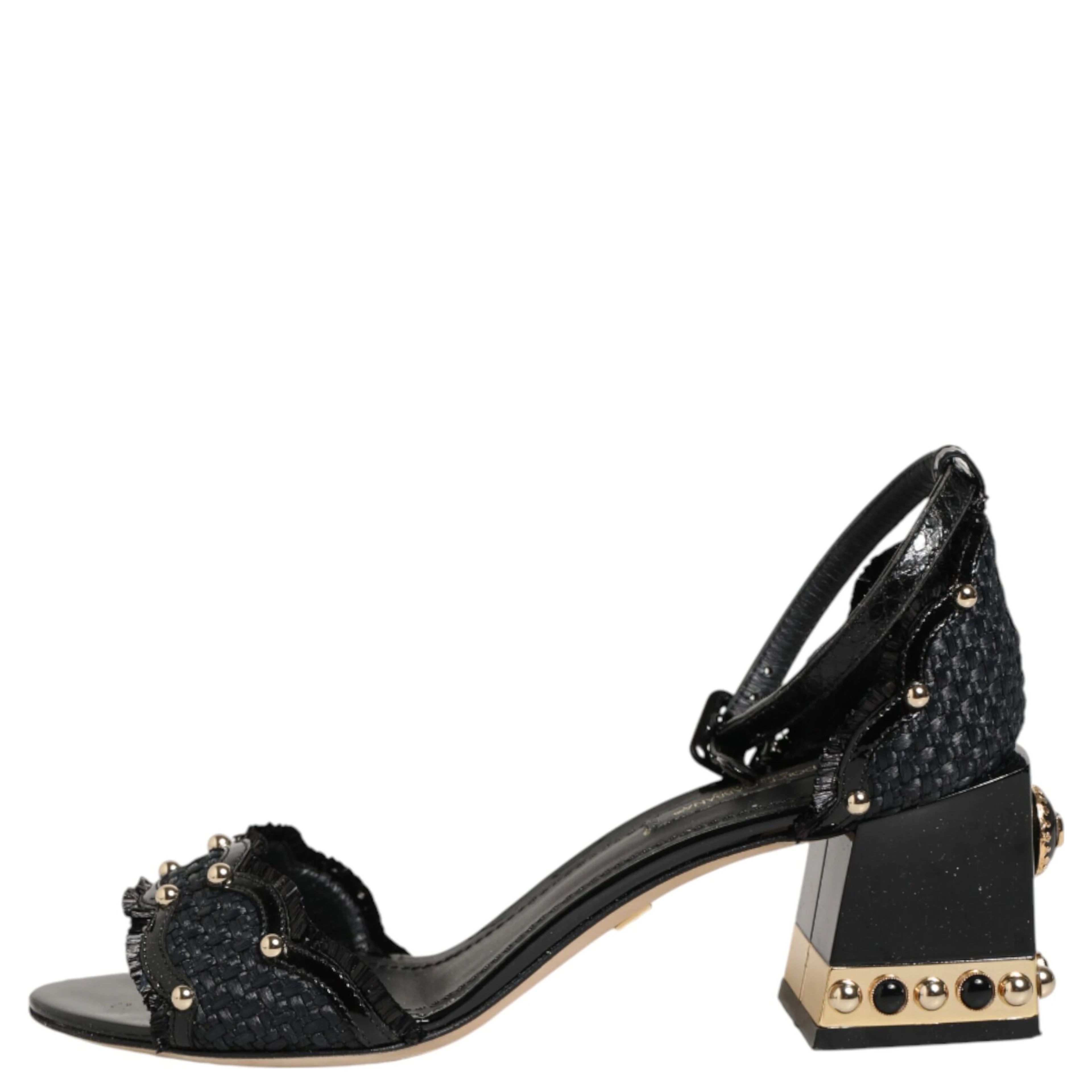 Black Studded Ankle Strap Sandals Shoes