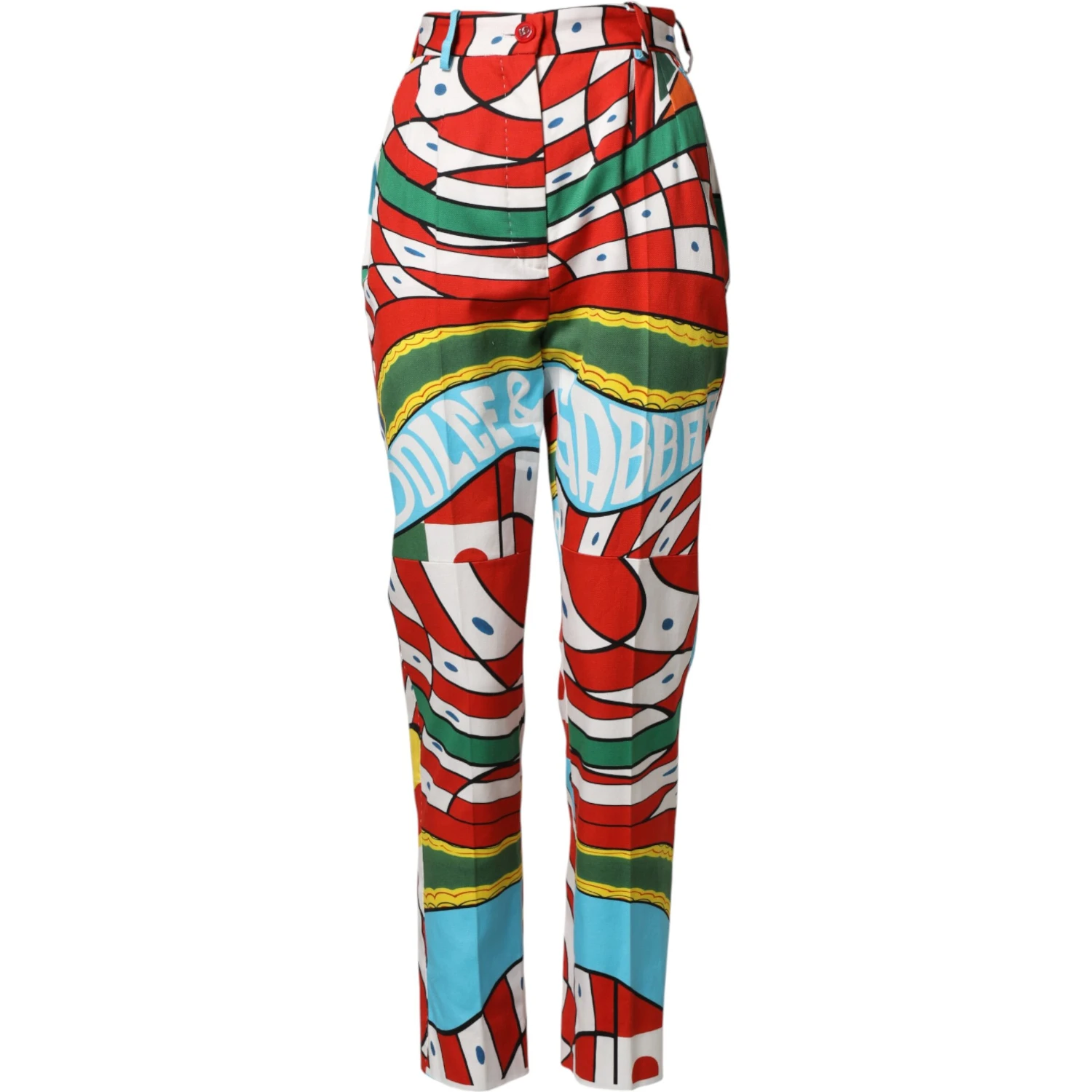 Multicolor Geometric Pattern Straight Pants