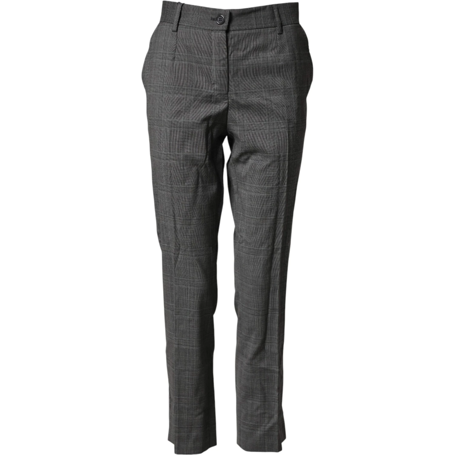 Dark Gray Check Tartan VirginWool Dress Pants