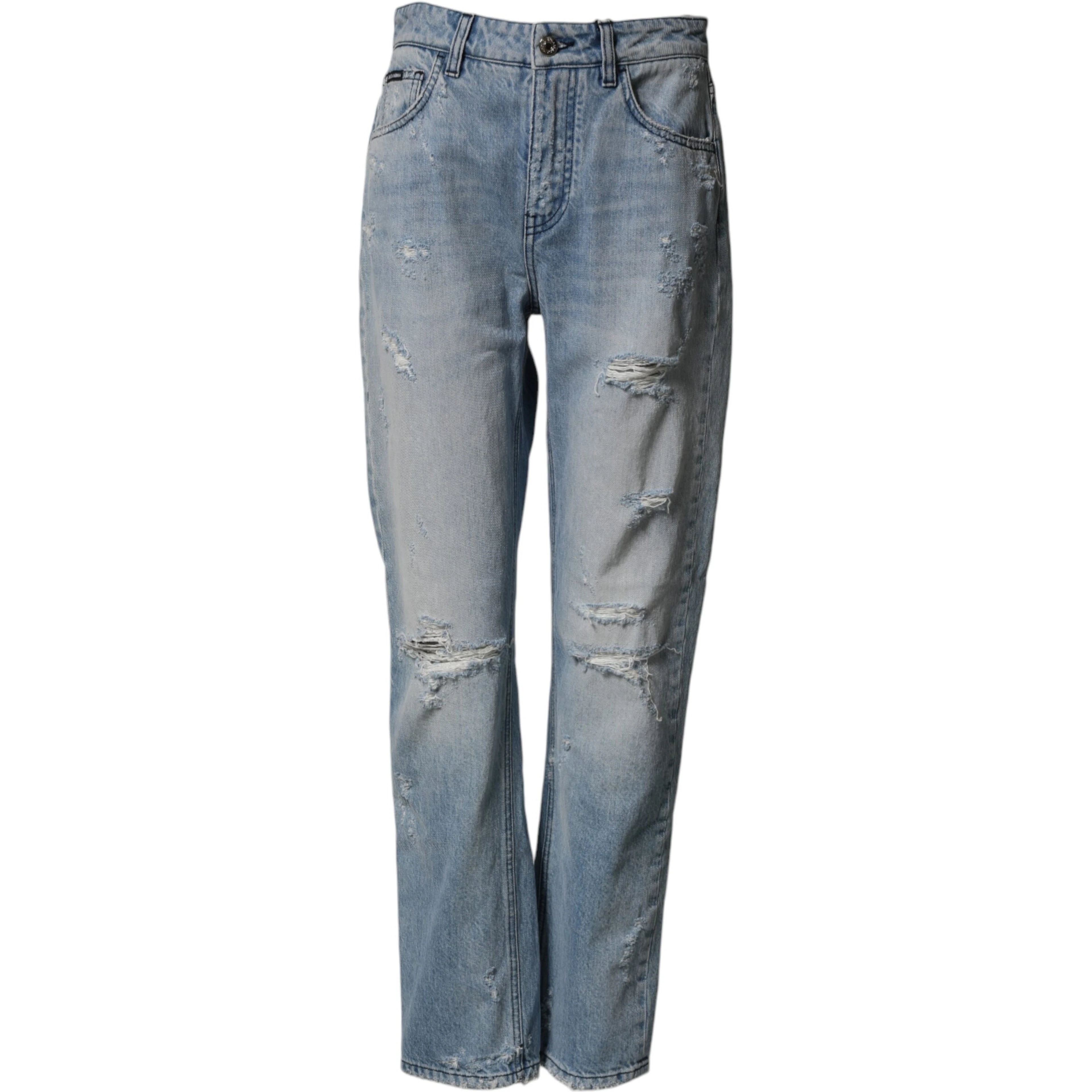 LightBlue Ripped Washed BOYFRIEND Denim Jeans