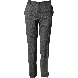 Dark Gray Check Tartan VirginWool Dress Pants