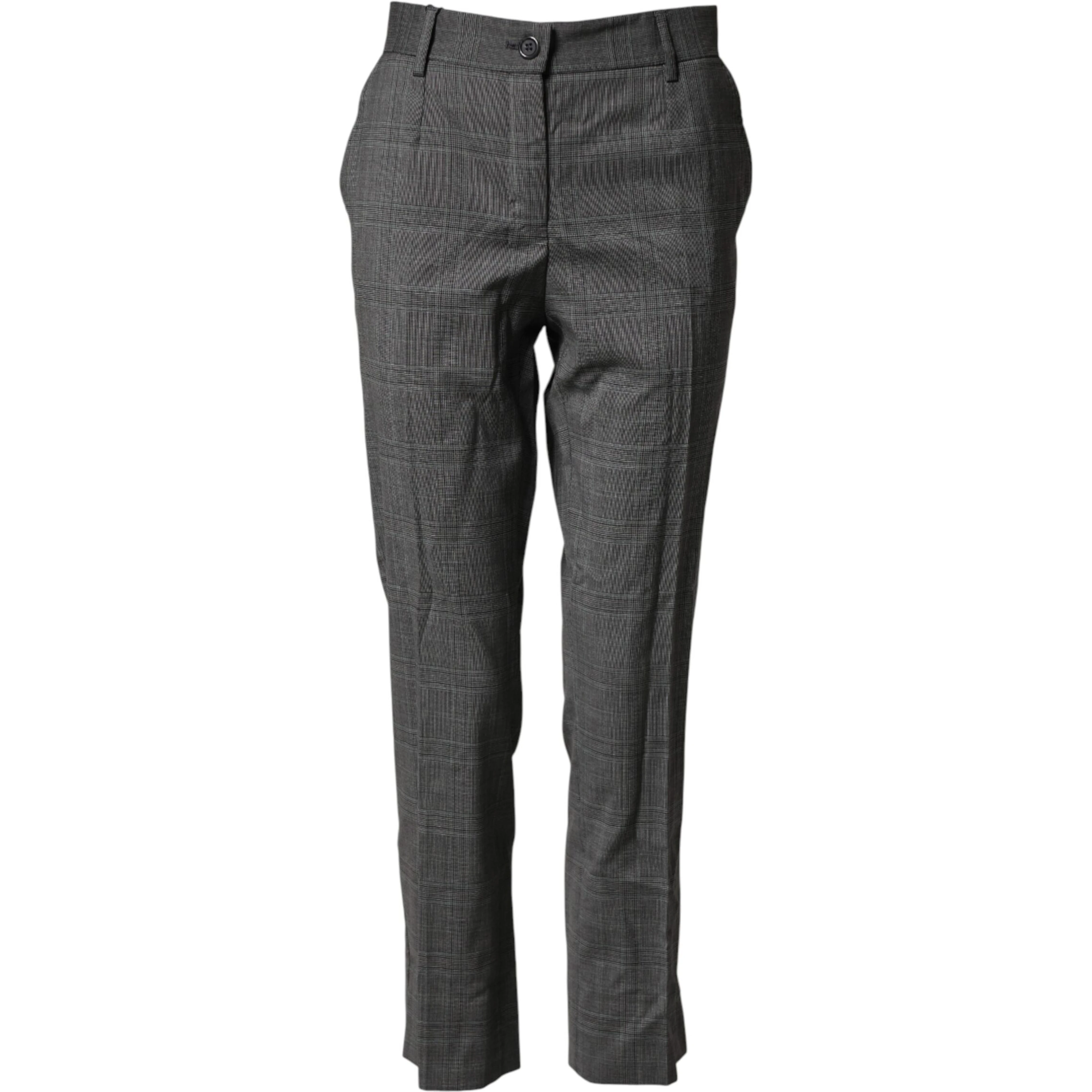 Dark Gray Check Tartan VirginWool Dress Pants
