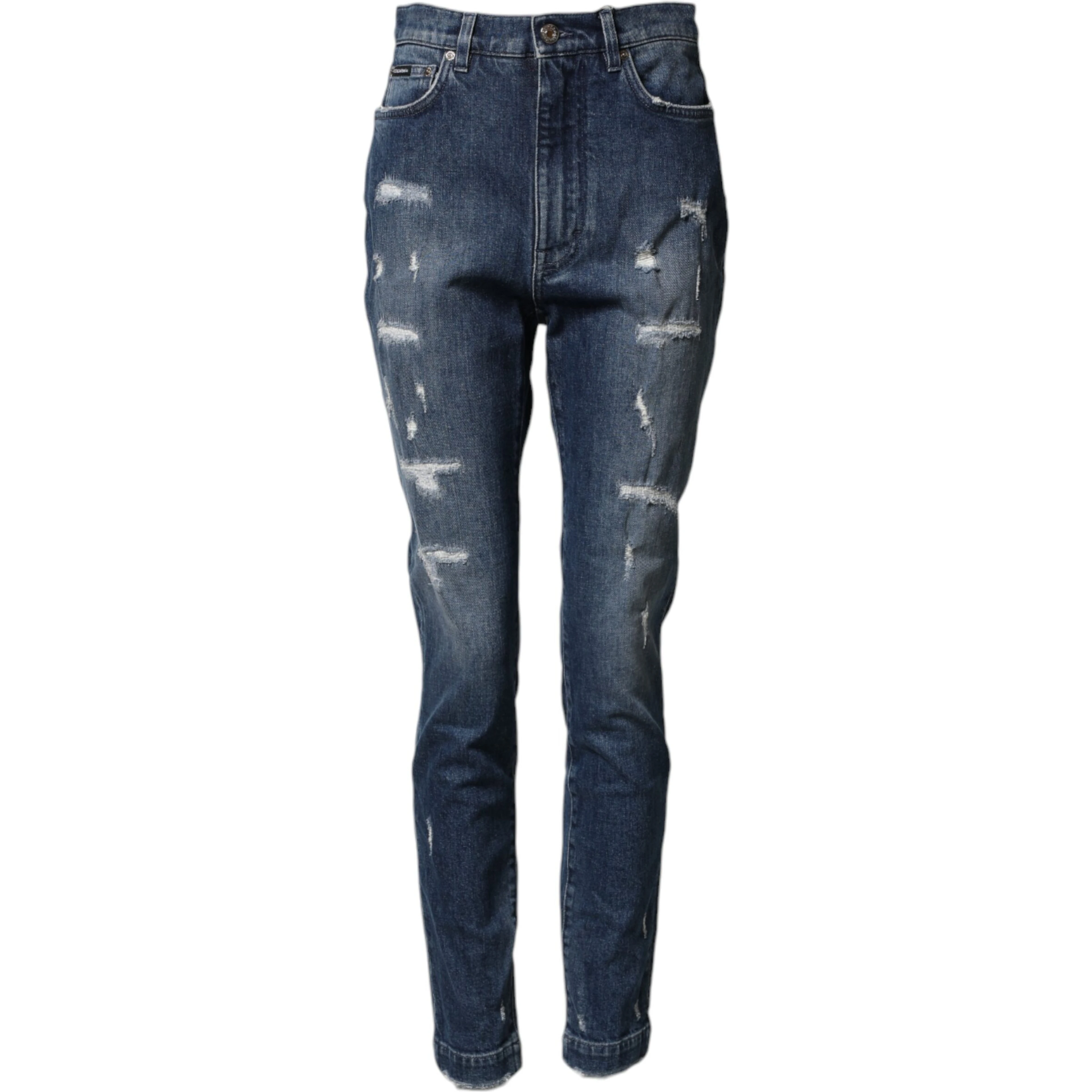Blue Distressed Washed Logo GRACE Denim Jeans