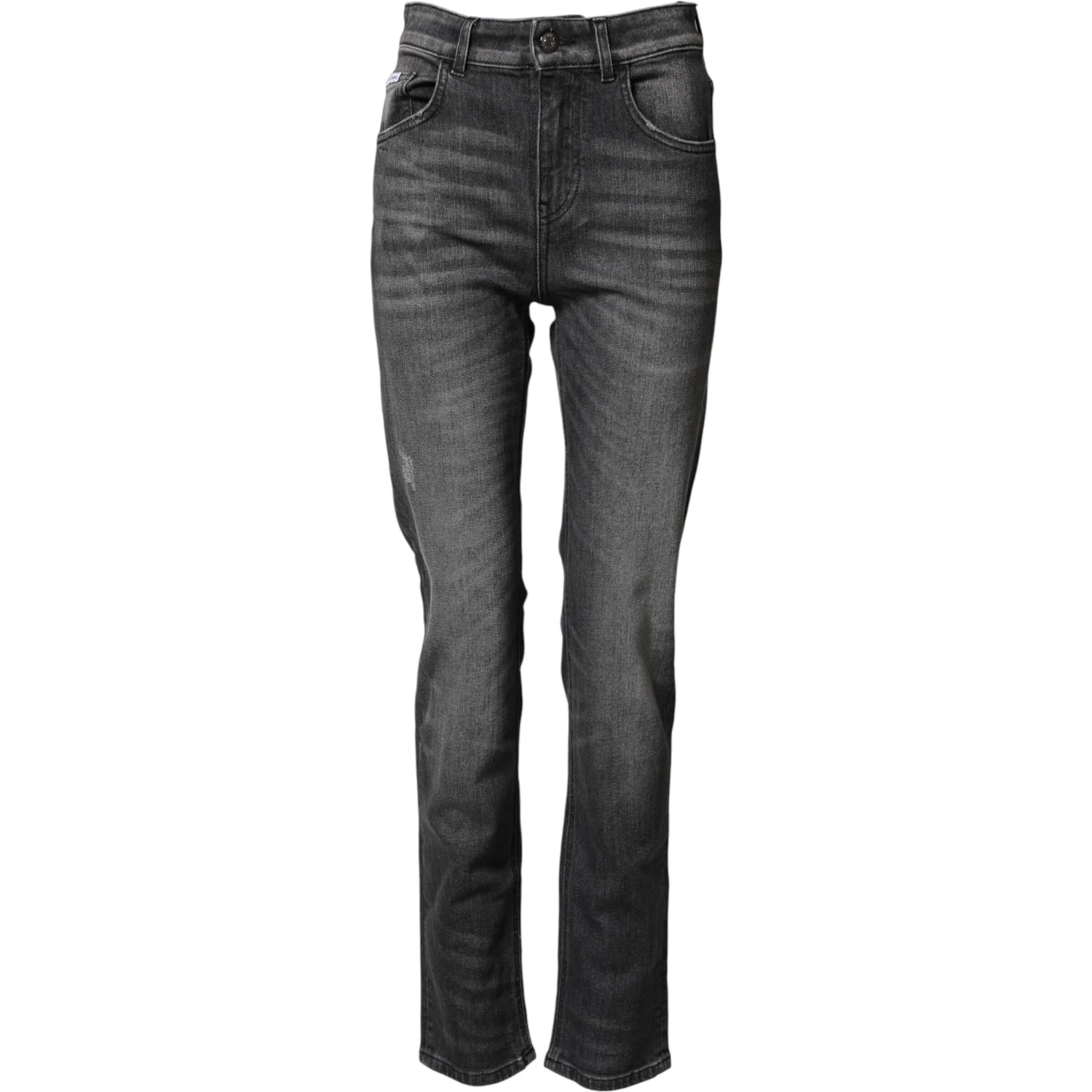 Gray High Waist Cotton Skinny Denim Jeans