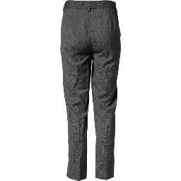 Dark Gray Check Tartan VirginWool Dress Pants