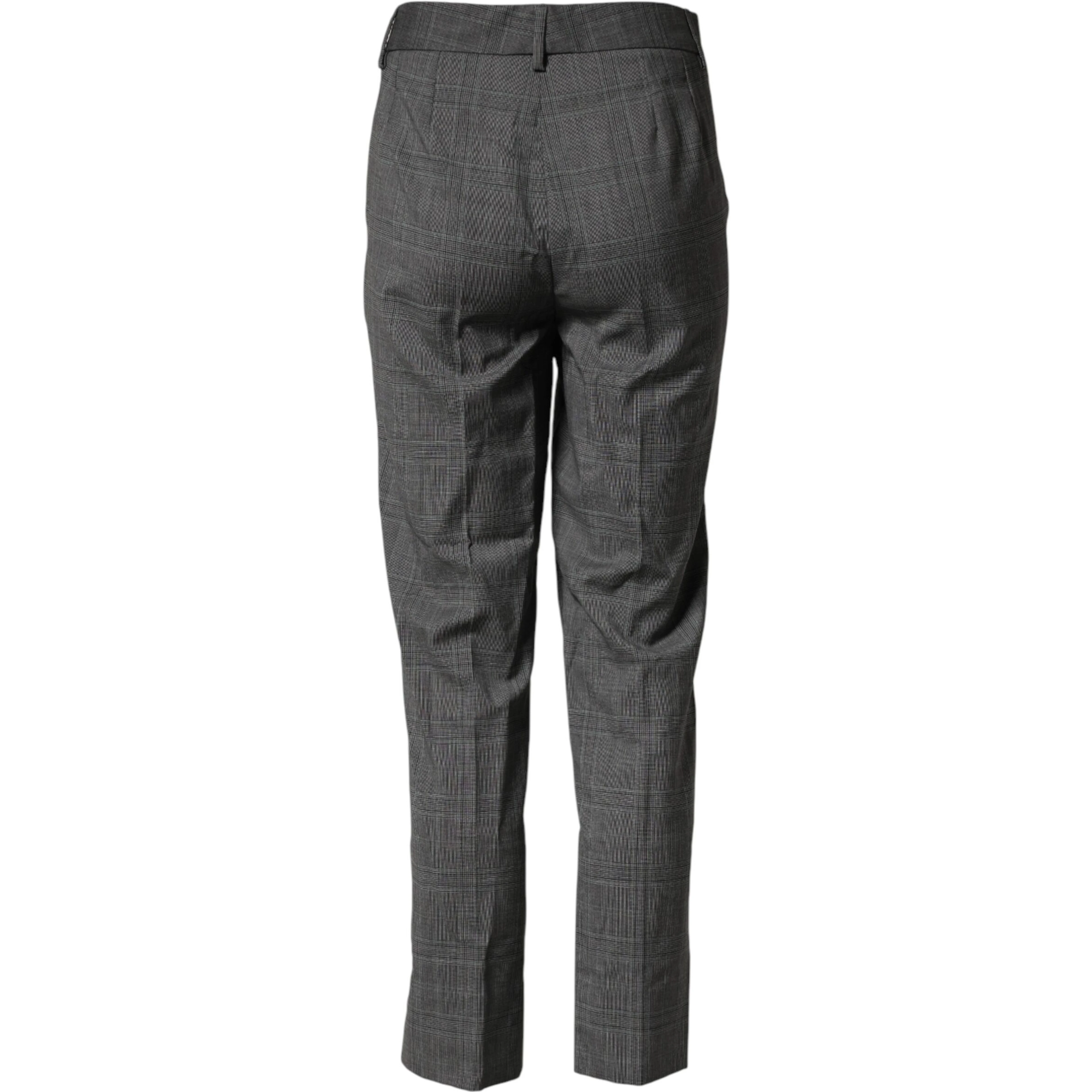 Dark Gray Check Tartan VirginWool Dress Pants