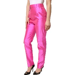 Pink Silk High Waist Dress Trousers Pants