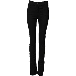 Black Mid Waist Cotton Stretch Skinny Denim Jeans