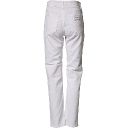 White Distressed Cotton BOYFRIEND Denim Jeans