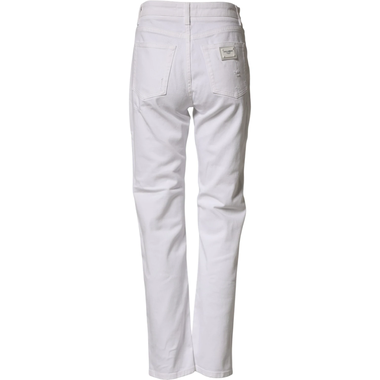 White Distressed Cotton BOYFRIEND Denim Jeans