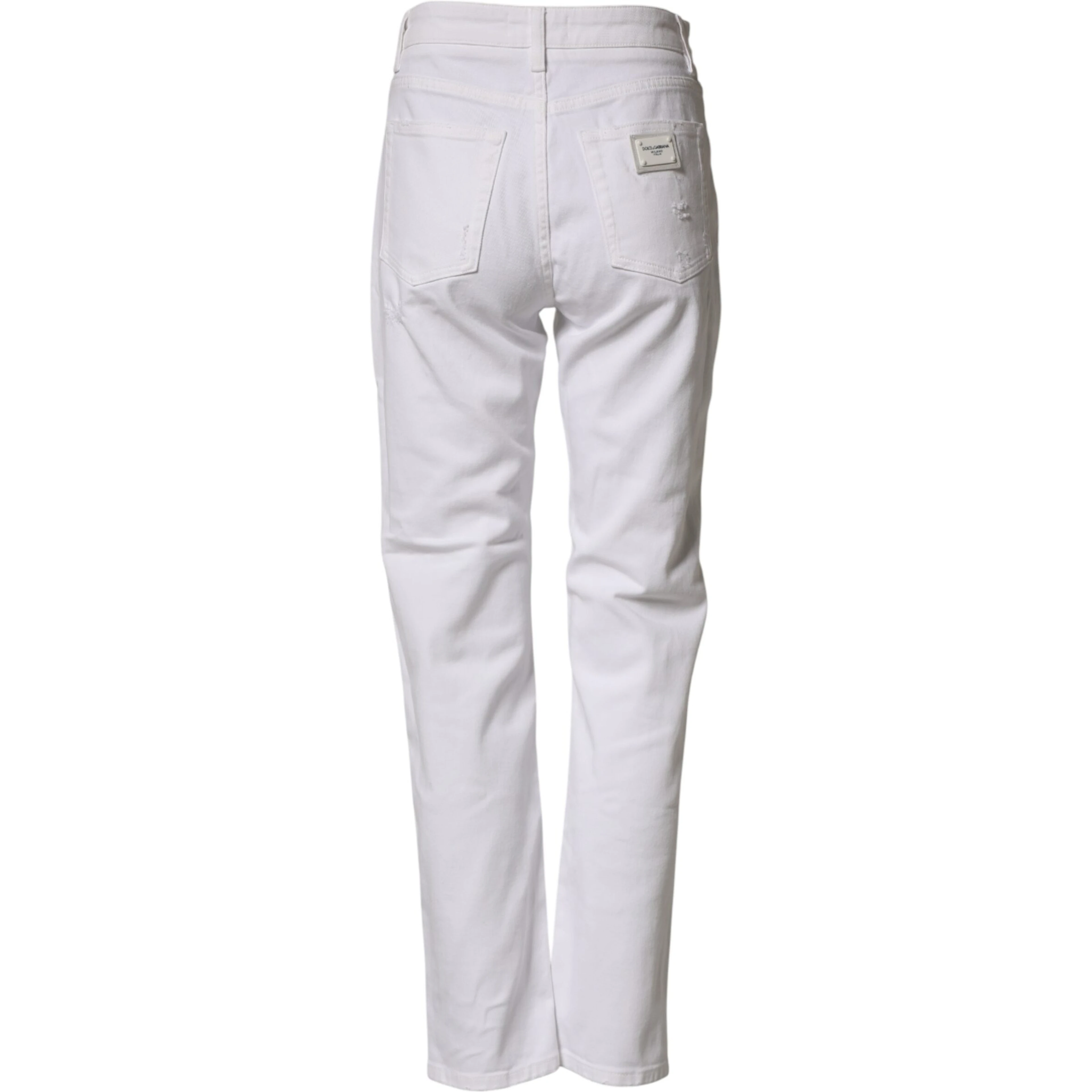 White Distressed Cotton BOYFRIEND Denim Jeans