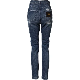Blue Distressed Washed Logo GRACE Denim Jeans
