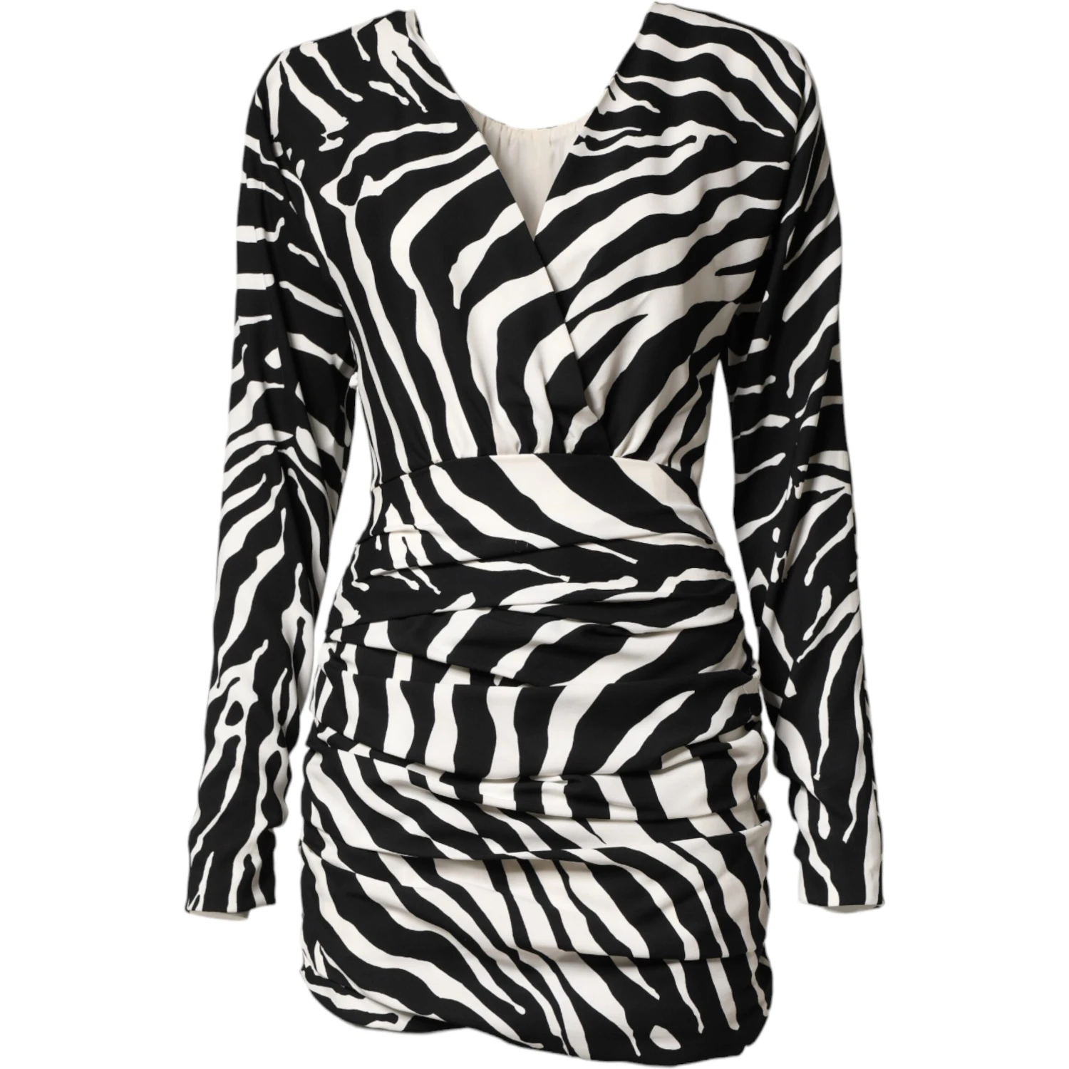 Black White Zebra Silk Sheath Mini Dress