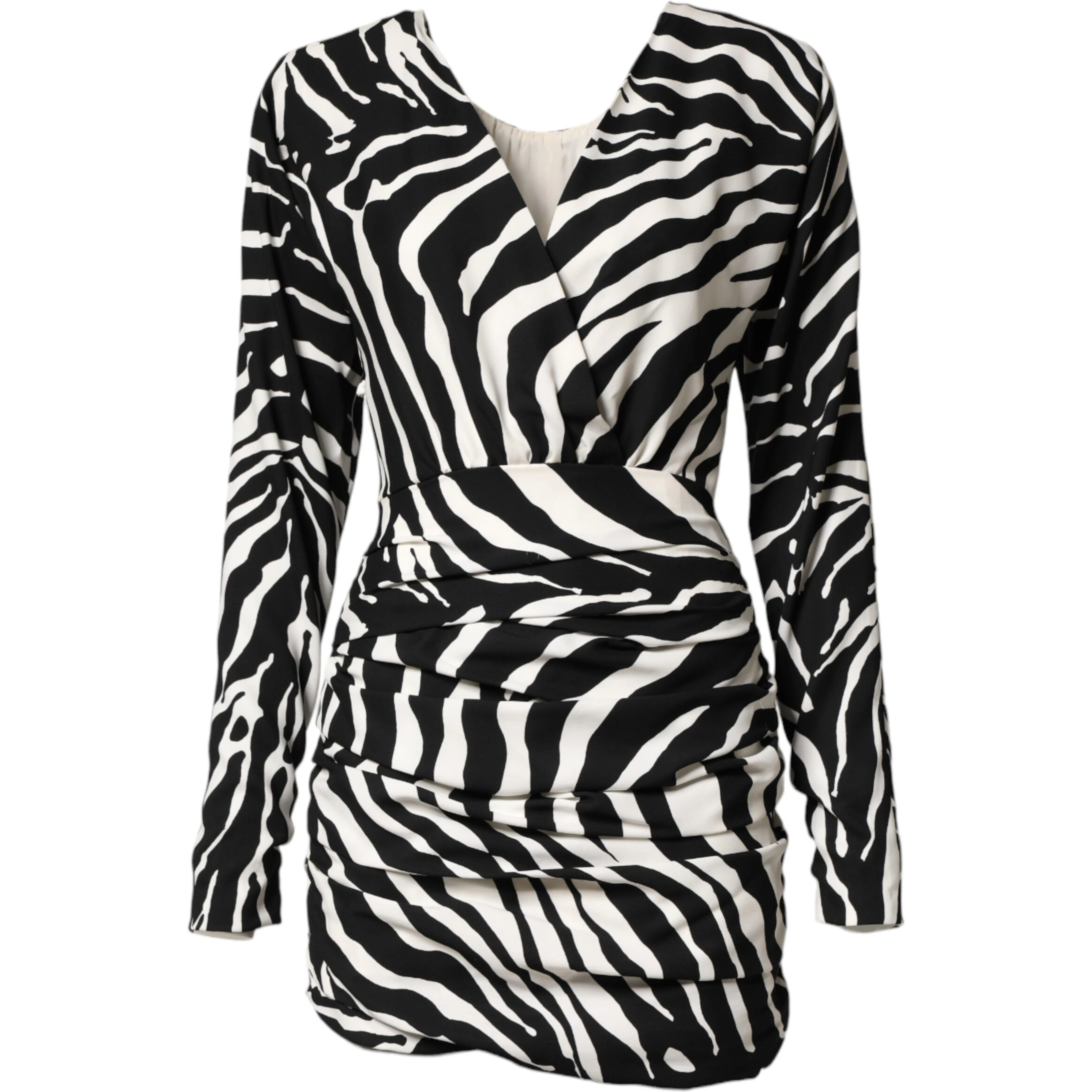 Black White Zebra Silk Sheath Mini Dress