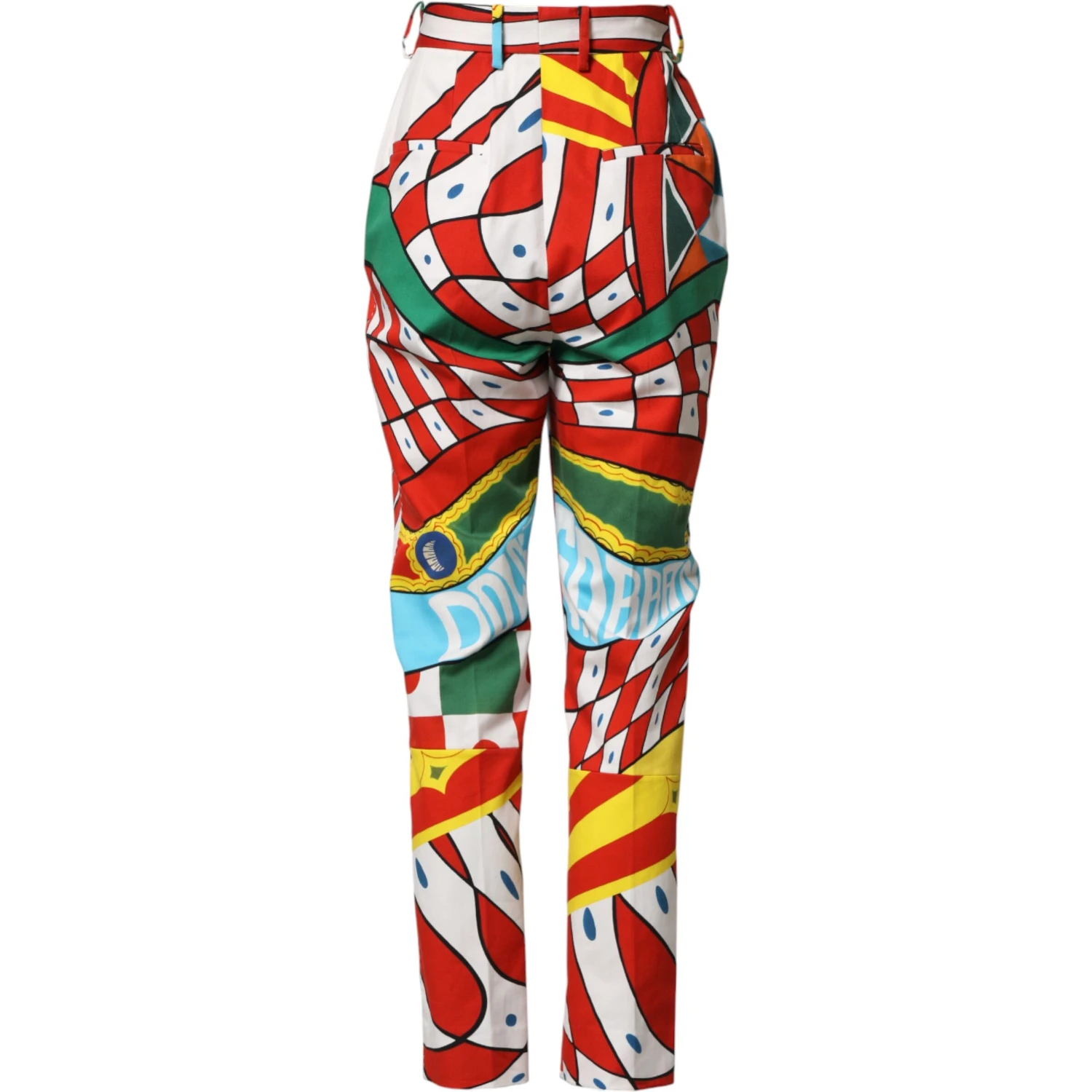 Multicolor Geometric Pattern Straight Pants