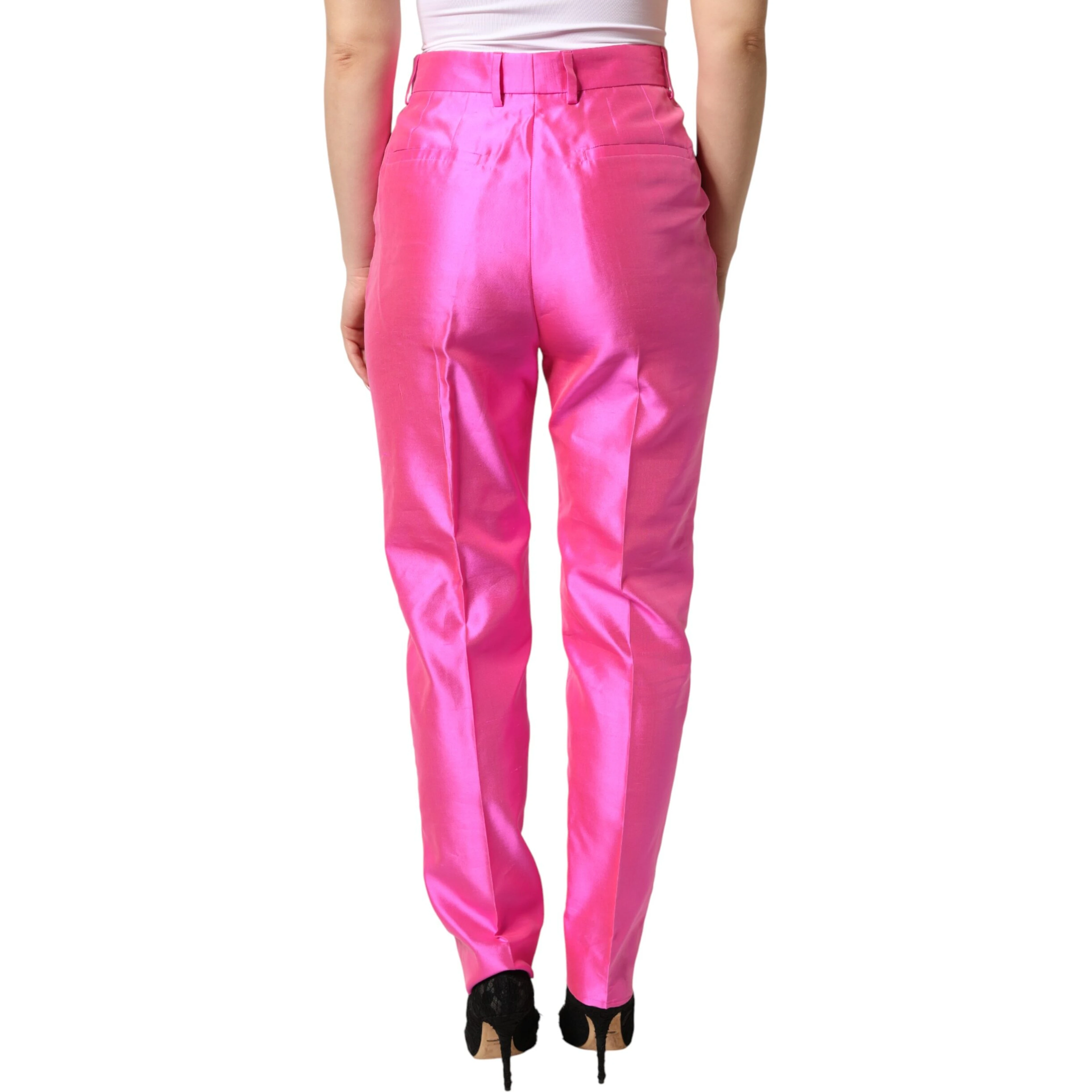 Pink Silk High Waist Dress Trousers Pants