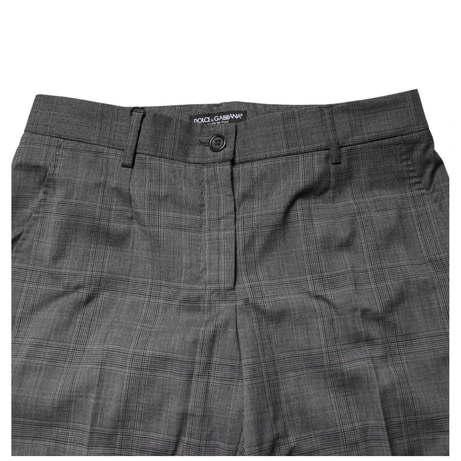 Dark Gray Check Tartan VirginWool Dress Pants